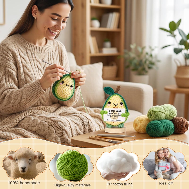 Bafeil Valentines Day Gift for Him Her, Handmade Crochet Taco & Avocado with Wooden Base & Gift Box to My Love, 2 Pcs Romantic I Love You Valentines Gift for Couples Wife Husband Boyfriend Women - Image 5