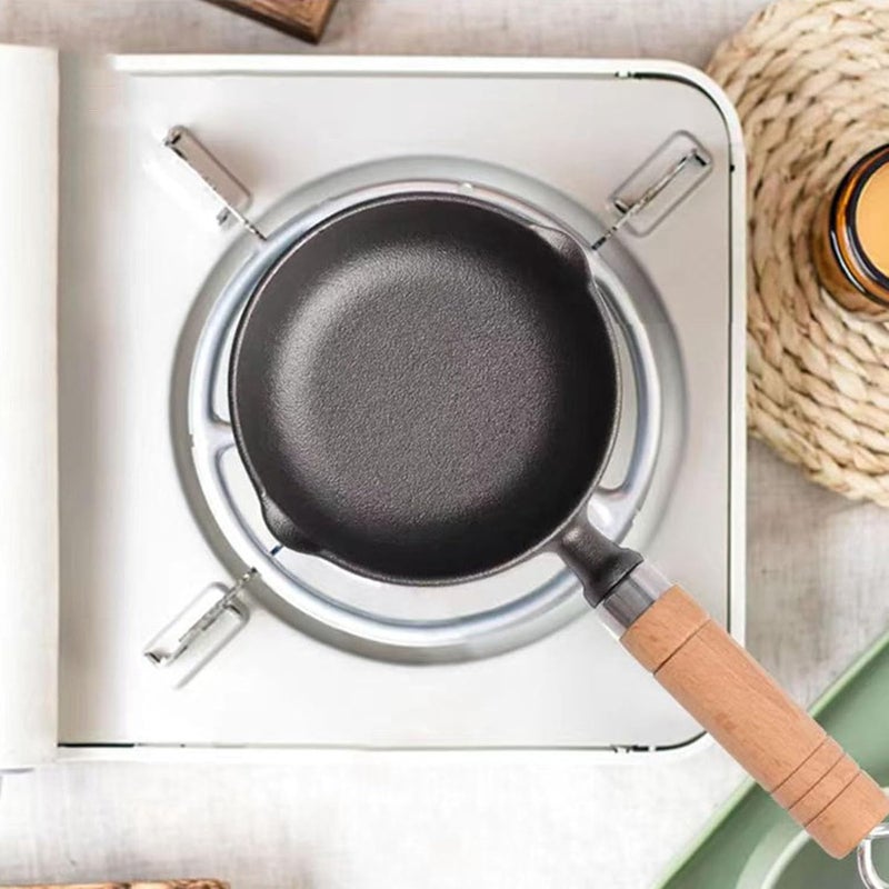 Tnfeeon Cast Iron Melting Pot, Even Heating Small Saucepan with Wooden Handle for Stir Fry Cooking and Kitchen Use (M 100x70cm / 39.37x27.56in) - Image 5