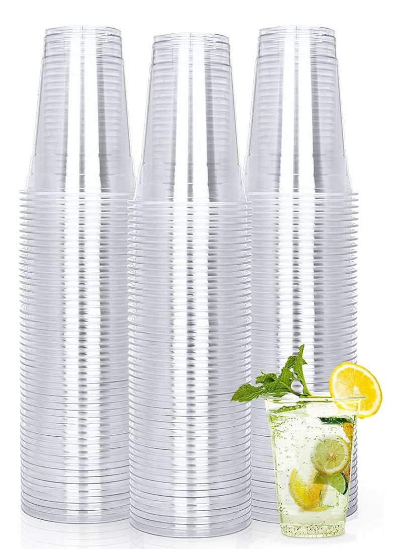 150 pack 12oz Plastic Coffee Cups Clear, Disposable Cups for Tea,smoothies Sodas and Mixed Drinks - Image 1