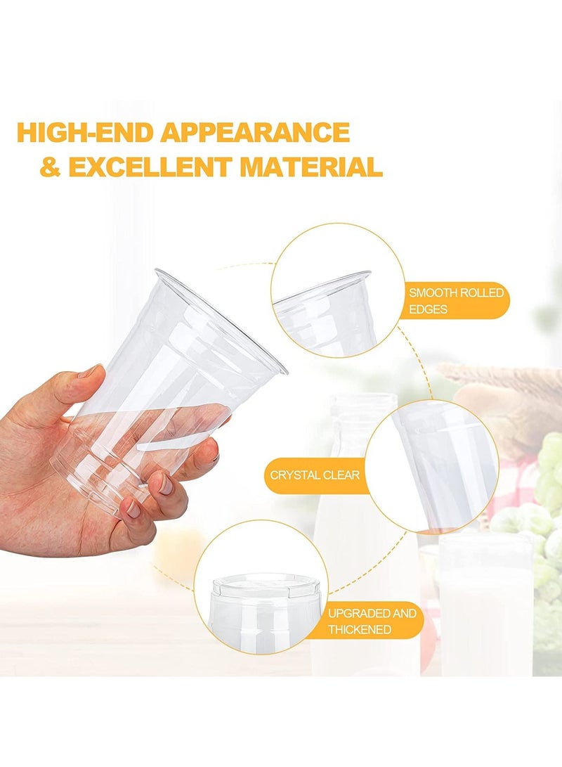 150 pack 12oz Plastic Coffee Cups Clear, Disposable Cups for Tea,smoothies Sodas and Mixed Drinks - Image 3