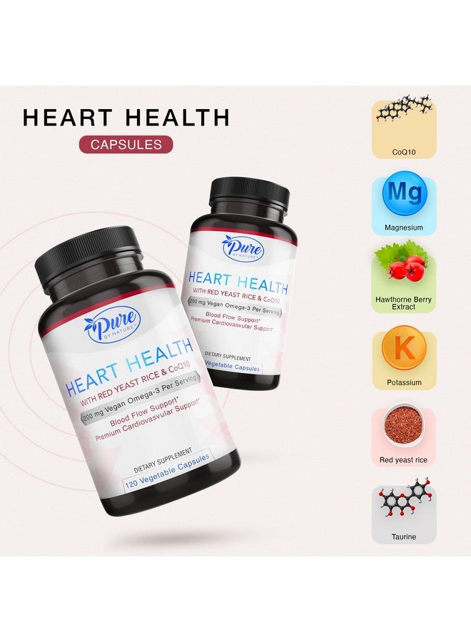 Pure By Nature Red Yeast Rice & CoQ10 Supplement, May Support Vascular Welfare & Blood Flow, 30 Servings (120 Veg Capsules) - Image 2