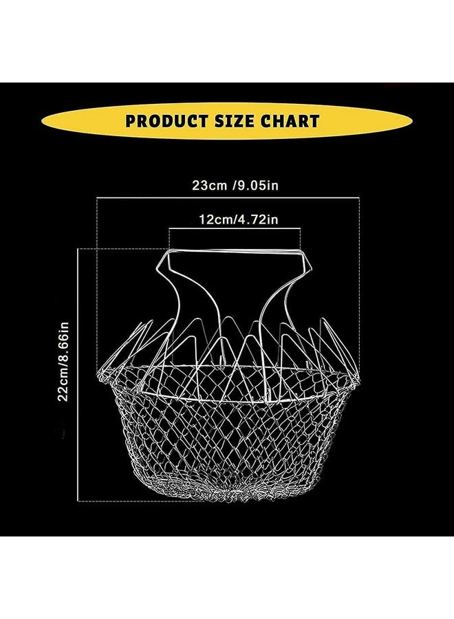 STAREWA Foldable Steam Rinse Deep Frying Basket, Stainless Steel Fry French Basket Strainer Net Fried Filter Drainage Rack for Fried Food or Fruits Multifunctional Kitchen Cooking Tool - Image 3