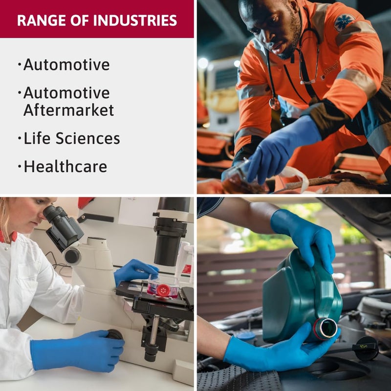 Ansell MICROFLEX SafeGrip SG-375 Extra Thick Disposable Latex Gloves for Life Sciences, Automotive w/Textured Fingertips - XL, Blue (Box of 50) - Image 3