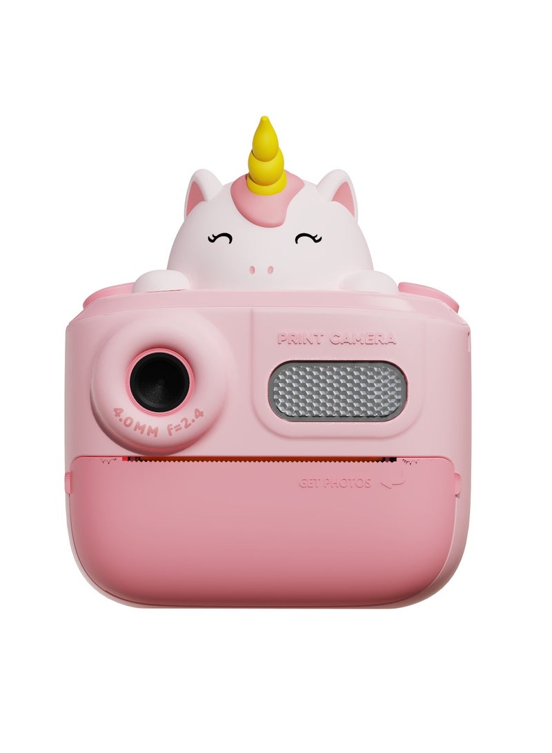 GULFLINK K64 Cute Cartoon Design HD 48 Million Pixels Video Recording 1080P Instant Print Camera Kids Toy for Children - Pink - Image 1