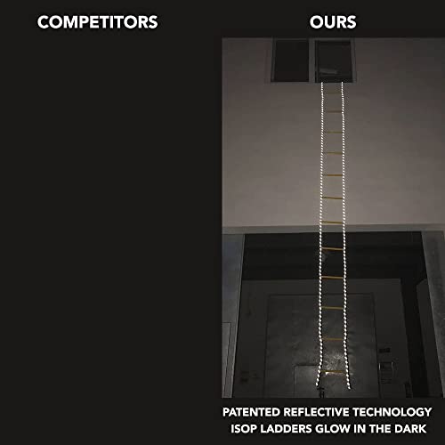 ISOP Fire Escape Ladder for Third Story Windows 25ft (8m) - Flame Resistant Rescue Rope Ladder with Hooks - Weight Capacity up to 1500 Pounds / 3-Story Escape Ladders for Homes - Hook Ladders - Image 3