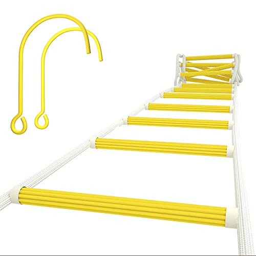 ISOP Fire Escape Ladder for Third Story Windows 25ft (8m) - Flame Resistant Rescue Rope Ladder with Hooks - Weight Capacity up to 1500 Pounds / 3-Story Escape Ladders for Homes - Hook Ladders - Image 1