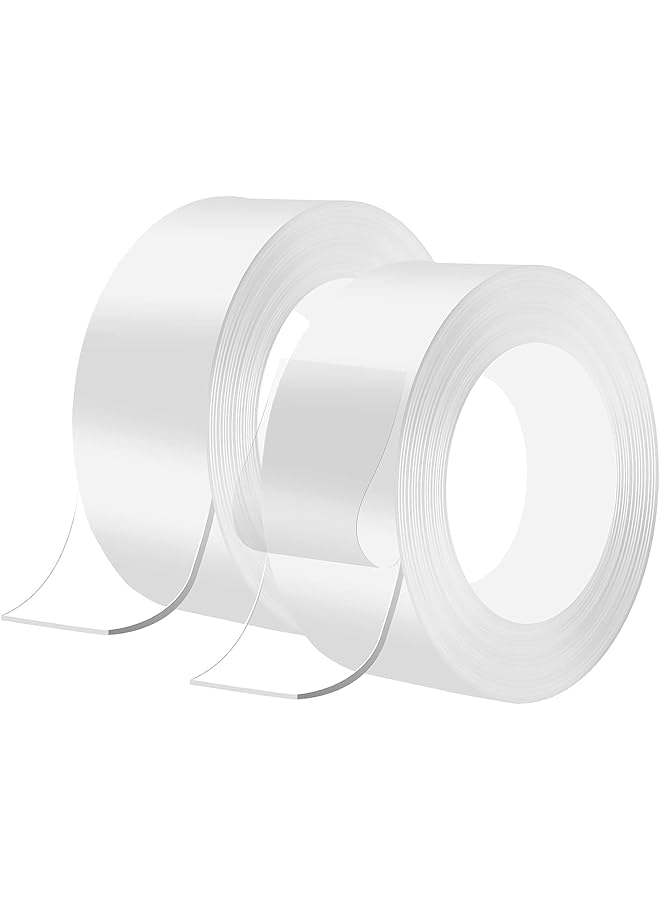 إيروريكس عبوتان من شريط نانو مزدوج الجوانب، شريط نانو لاصق قوي قابل لإعادة الاستخدام وقابل للغسل ولا يترك أثرًا، شريط جل قوي للسجاد والصور والملصقات والجدران وحفلات المطبخ، 3 متر × 2 سم - Image 1