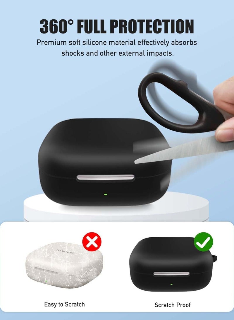 Case Cover for Huawei FreeArc, Silicone Protective Cover for Huawei FreeArc,Full-Body Shockproof Cover with Scratch Protection, with Keychain & Lanyard and Cleaner Kit-Black - Image 3