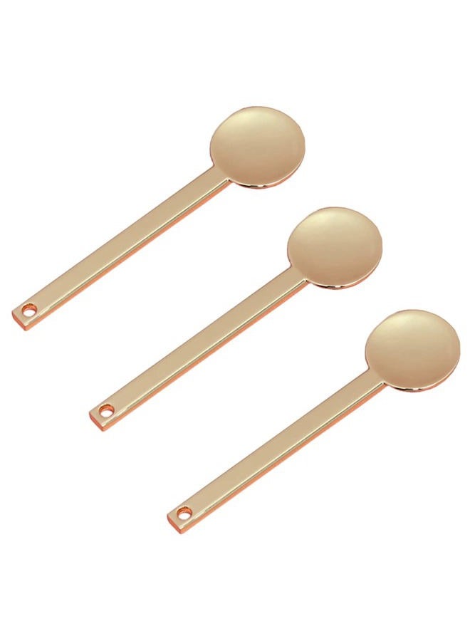 lasenersm 3Pcs Round Metal Cosmetic Spoon Spatulas Makeup Spatula Eye Cream Spoon Beauty Scoop Mini Spoon Makeup Beauty Spoons Mini Cosmetic Skincare Spatula for Home Salon, Golden - Image 1