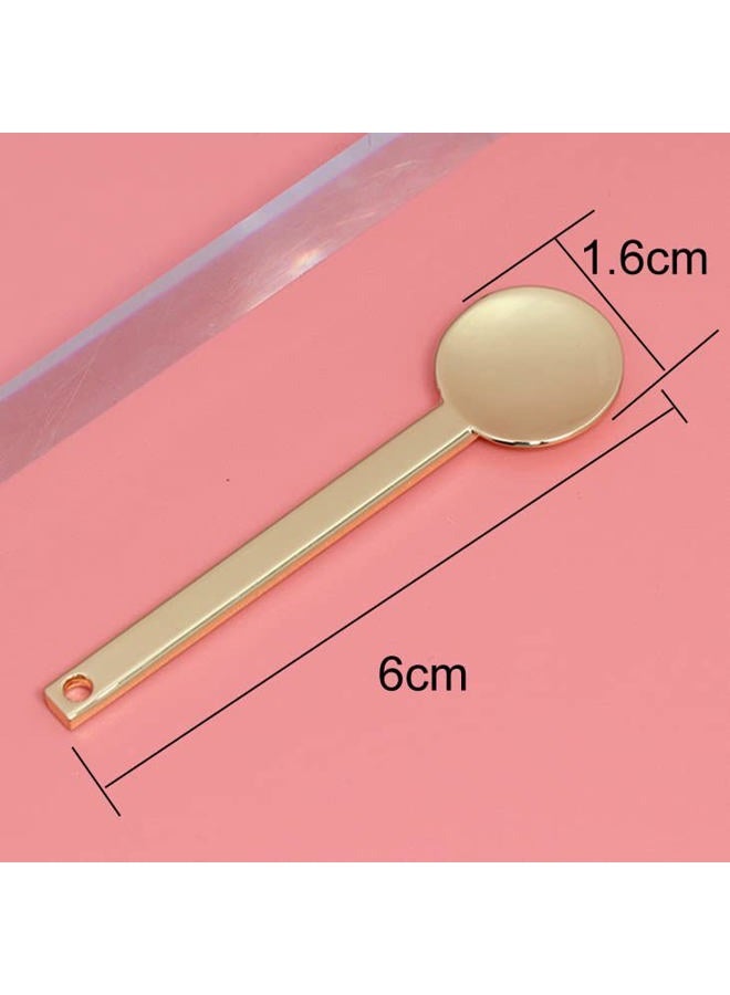 lasenersm 3Pcs Round Metal Cosmetic Spoon Spatulas Makeup Spatula Eye Cream Spoon Beauty Scoop Mini Spoon Makeup Beauty Spoons Mini Cosmetic Skincare Spatula for Home Salon, Golden - Image 3
