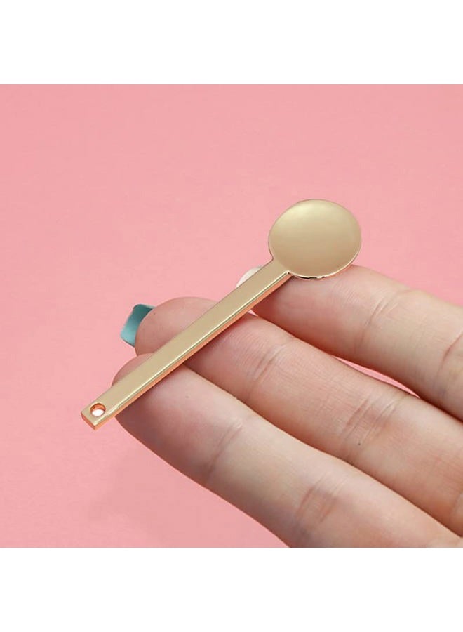 lasenersm 3Pcs Round Metal Cosmetic Spoon Spatulas Makeup Spatula Eye Cream Spoon Beauty Scoop Mini Spoon Makeup Beauty Spoons Mini Cosmetic Skincare Spatula for Home Salon, Golden - Image 4