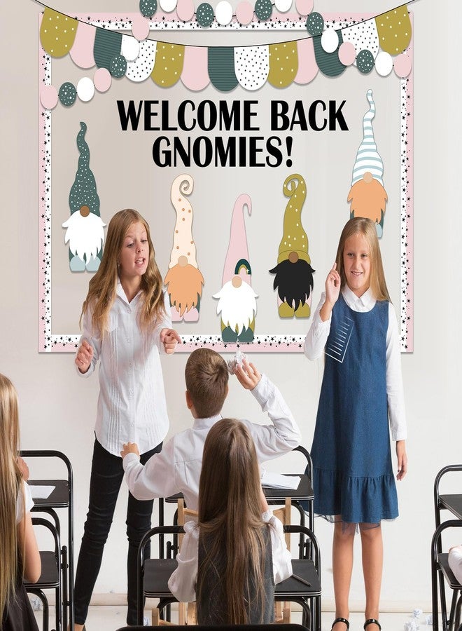 Mooliwe 99 Pcs Back to School Gnomies Bulletin Board Set Welcome Back Gnomies Bulletin Board Classroom Decoration Gnome Cutouts for Home School Library Wall Chalkboard Decor Supplies - Image 5