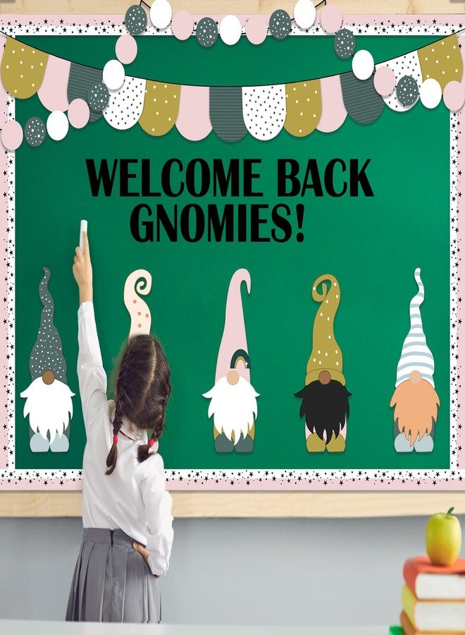 Mooliwe 99 Pcs Back to School Gnomies Bulletin Board Set Welcome Back Gnomies Bulletin Board Classroom Decoration Gnome Cutouts for Home School Library Wall Chalkboard Decor Supplies - Image 4
