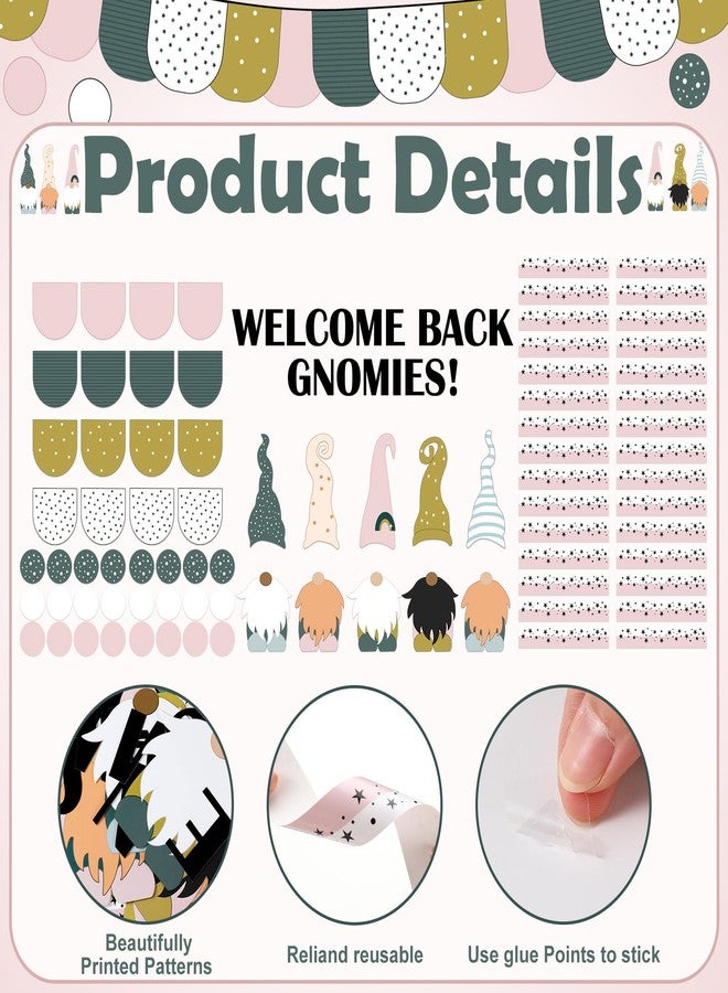 Mooliwe 99 Pcs Back to School Gnomies Bulletin Board Set Welcome Back Gnomies Bulletin Board Classroom Decoration Gnome Cutouts for Home School Library Wall Chalkboard Decor Supplies - Image 3