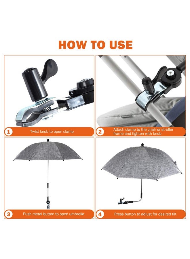 TOYANDONA Stroller Sun Cover Umbrella Clip On Sun Shade Blackout Blind Uv Rain Protection Umbrella For Strollers Bicycle Baby Carriage Cart Grey - Image 4