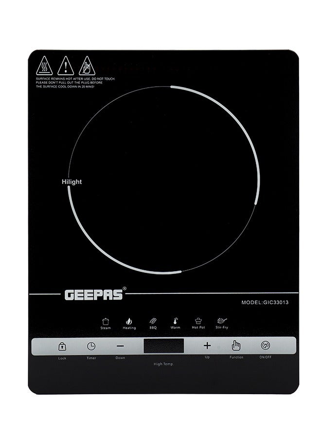 GEEPAS Digital Infrared Cooker With 2000W Ceramic Heating Element, 4 Digit LED Display, Touch Control, 10 Power/Temperature Levels For Adjustment, 3hr Programmable Timer 2200 W GIC33013 Black - Image 1