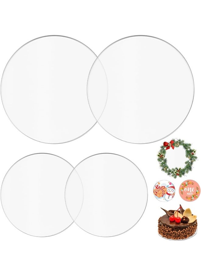 TPGP Pack of 4 Cake Plates, Acrylic Cake Board, 15 cm + 20 cm, Transparent Cake Plate, Round Cake Stand, Buttercream Cake Plate, Reusable, Non-Adhesive, Cake Base Plates for Serving Cakes  - Image 1