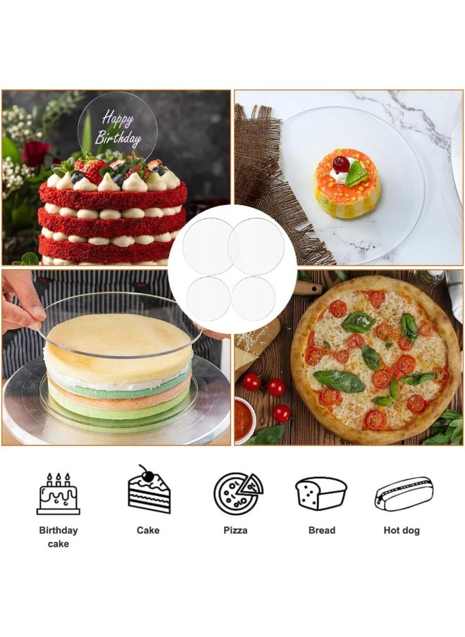 TPGP Pack of 4 Cake Plates, Acrylic Cake Board, 15 cm + 20 cm, Transparent Cake Plate, Round Cake Stand, Buttercream Cake Plate, Reusable, Non-Adhesive, Cake Base Plates for Serving Cakes  - Image 2