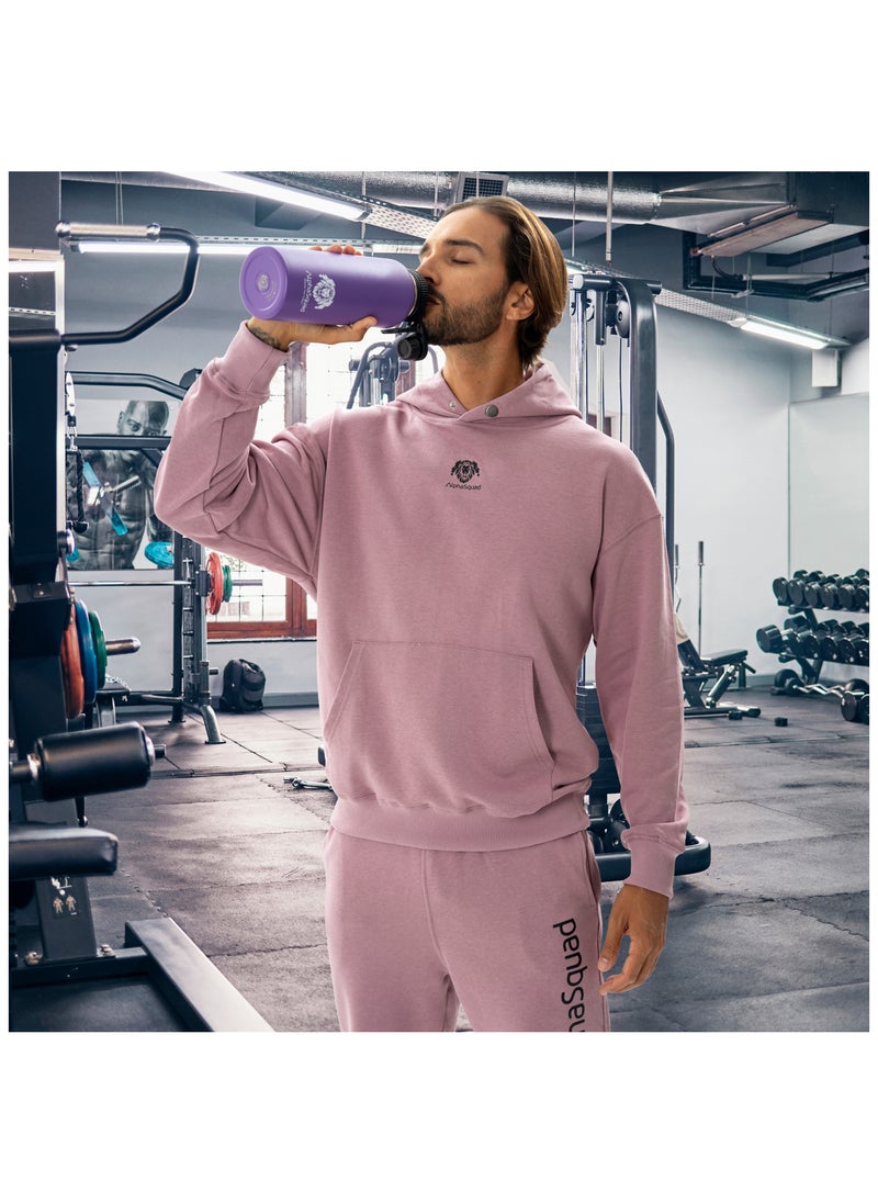 AlphaSquad - 40Oz / 1200Ml Vacuum Insulated Flask, Double Walled Thermolab Series Stainless Steel Sports Water Bottle With Straw Lid, 2 Lids Included, Hot Cold Thermos, Sports Bottle (Purple) - Image 1
