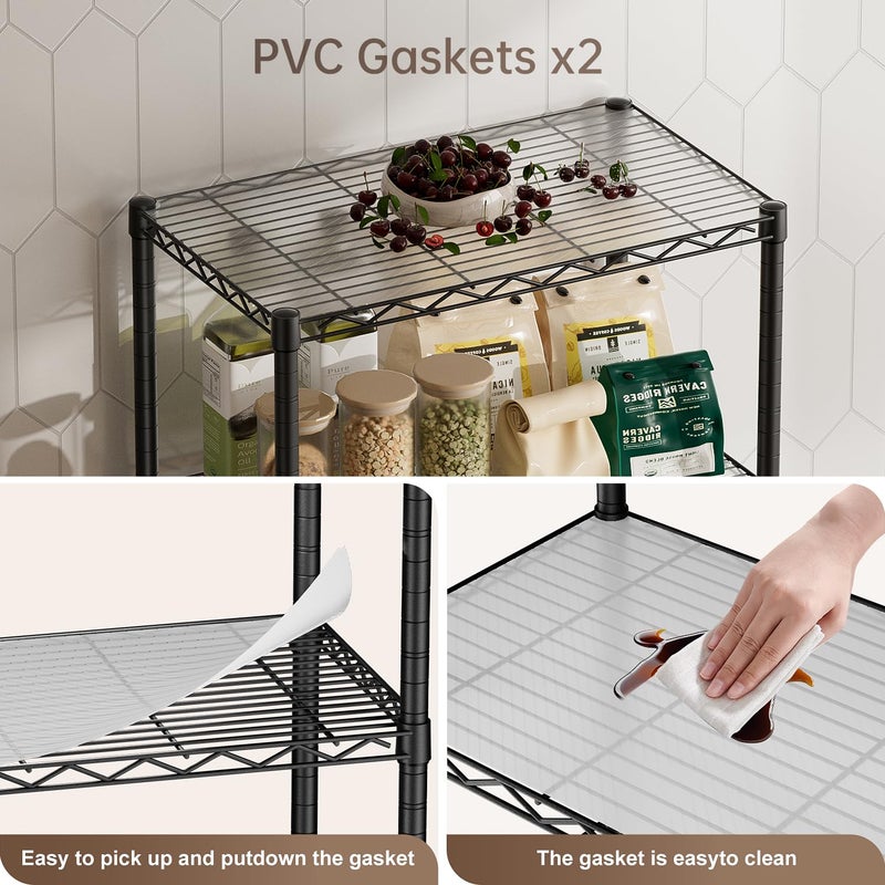 Golpart 4 Tier Shelves Storage Shelf Wire Closet Bathroom Organizers Metal Pantry Kitchen Garage Shelving Unit Laundry Room Organization Home Rack Net Basket Black with Wheels 14â€D X 24â€W X 48.9â€H - Image 3