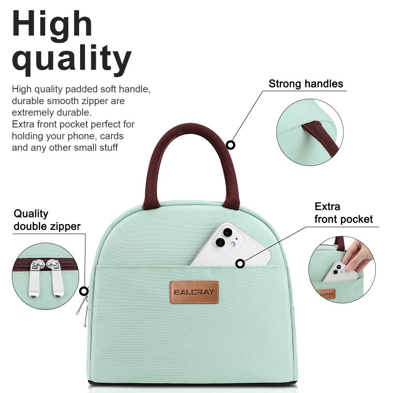 BALORAY Lunch Bag for Women Men Insulated Lunch Box for Adult Reusable Lunch Tote Bag for Work, Picnic or Travel (Mint Green) - Image 2