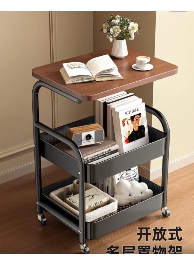 Modern Side Table  A stylish tabletop + sturdy metal legs = elegance and practicality in one! ✅ Perfect for coffee, a laptop, or your favorite book ✅ Modern design that adds a decorative touch to any corner  💫 Lightweight, stylish, and useful anytime! Features 2 storage shelves Suitable for use as a mobile nightstand - Image 1