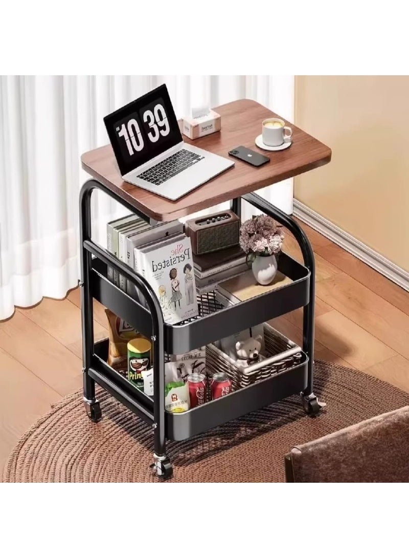 Modern Side Table  A stylish tabletop + sturdy metal legs = elegance and practicality in one! ✅ Perfect for coffee, a laptop, or your favorite book ✅ Modern design that adds a decorative touch to any corner  💫 Lightweight, stylish, and useful anytime! Features 2 storage shelves Suitable for use as a mobile nightstand - Image 2