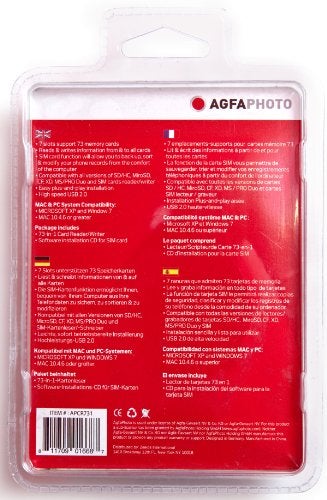 AgfaPhoto AGFA 73-in-1 Card Reader/Writer Compatible with All Versions of SD/HC, Micro SD, CF, XD, MS/Pro Duo and SIM Cards - Image 3