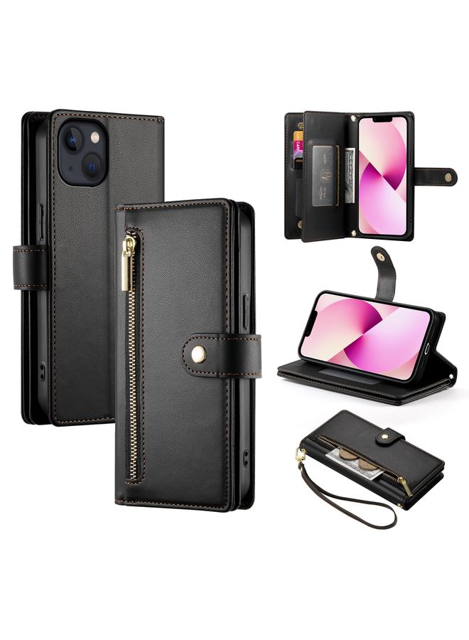 Zaboon Case For iPhone 13 Nine Card-slot Zipper Wallet Bag Leather Phone Case - Image 1