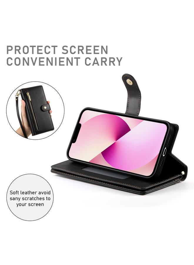 Zaboon Case For iPhone 13 Nine Card-slot Zipper Wallet Bag Leather Phone Case - Image 4
