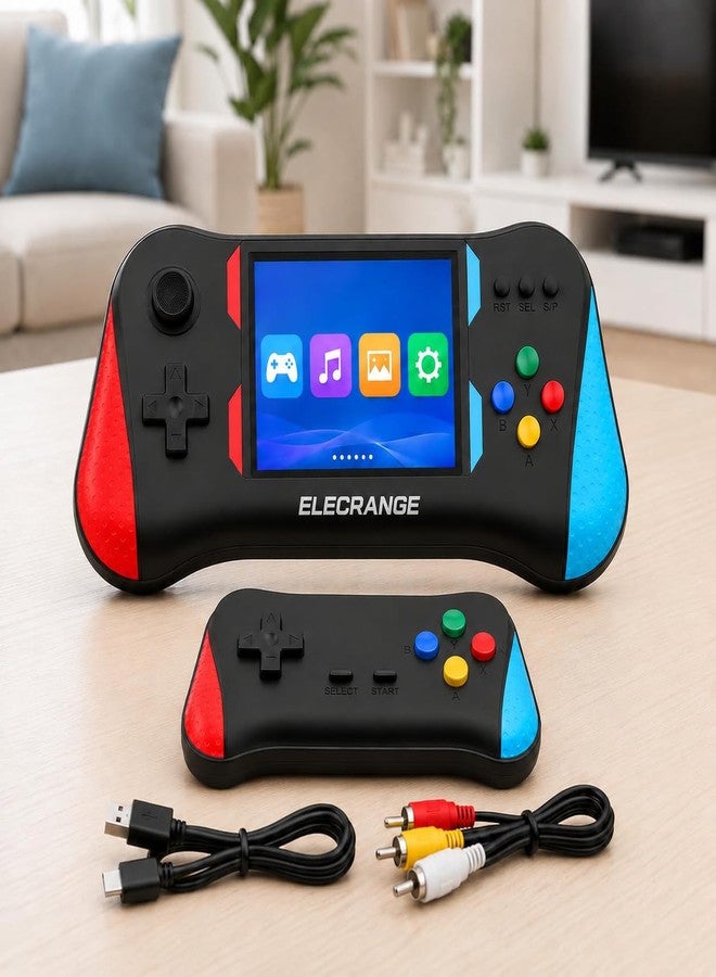 ELECRANGE جهاز ألعاب فيديو ELECRANGE للأطفال، 500 لعبة في جهاز واحد، صندوق ألعاب كلاسيكي مع شاشة عرض ثلاثية، صندوق ألعاب محمول مزود بمخرج تلفزيوني، يمكن تشغيل الألعاب على التلفزيون، ألعاب مثل كونترا، تانك، إلخ (متعدد الألوان) (X7M مع جهاز تحكم عن بعد) - Image 1