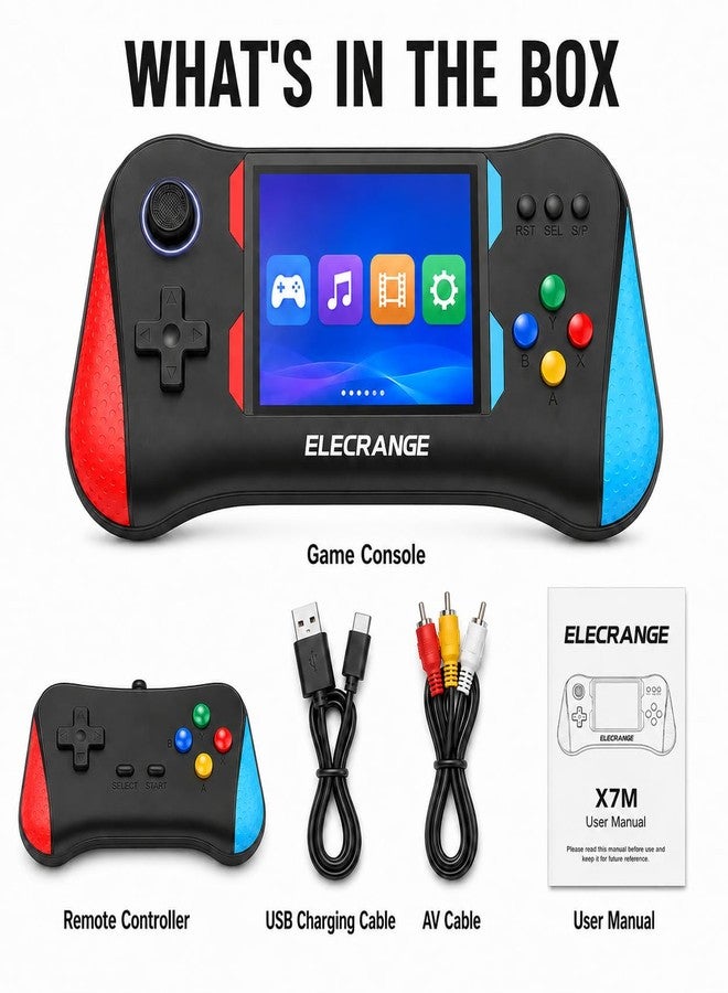 ELECRANGE جهاز ألعاب فيديو ELECRANGE للأطفال، 500 لعبة في جهاز واحد، صندوق ألعاب كلاسيكي مع شاشة عرض ثلاثية، صندوق ألعاب محمول مزود بمخرج تلفزيوني، يمكن تشغيل الألعاب على التلفزيون، ألعاب مثل كونترا، تانك، إلخ (متعدد الألوان) (X7M مع جهاز تحكم عن بعد) - Image 2