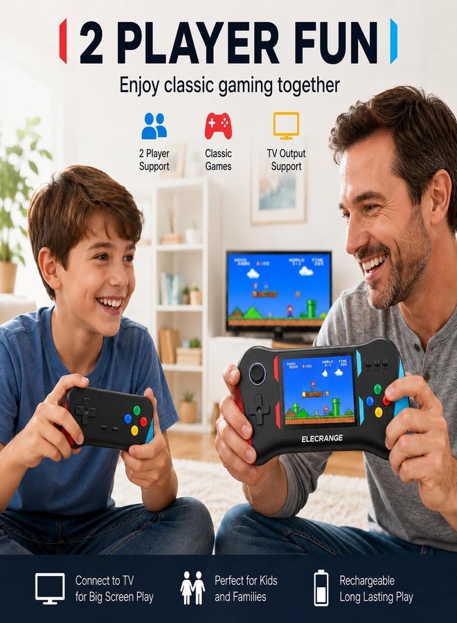 ELECRANGE جهاز ألعاب فيديو ELECRANGE للأطفال، 500 لعبة في جهاز واحد، صندوق ألعاب كلاسيكي مع شاشة عرض ثلاثية، صندوق ألعاب محمول مزود بمخرج تلفزيوني، يمكن تشغيل الألعاب على التلفزيون، ألعاب مثل كونترا، تانك، إلخ (متعدد الألوان) (X7M مع جهاز تحكم عن بعد) - Image 3