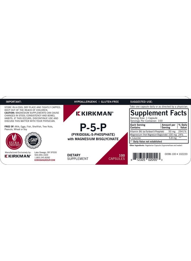 Kirkman P5P Pyridoxal 5Phosphate Vitamin B6 Metabolite With Magnesium Bisglycinate Hypoallergenic - Image 3