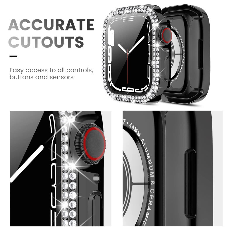 Tensea تينسيا [3 عبوات لحماية شاشة ساعة آبل SE الجيل الثاني 6 5 4 40 مم ملحقات، غلاف بامبر ماسي مدمج مع فيلم زجاج مقسى، غطاء واقي لامع للوجه للنساء، 40 مم - Image 5