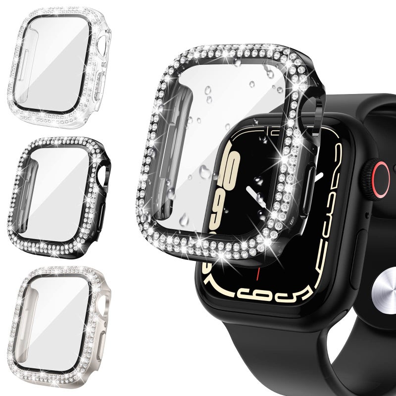 Tensea تينسيا [3 عبوات لحماية شاشة ساعة آبل SE الجيل الثاني 6 5 4 40 مم ملحقات، غلاف بامبر ماسي مدمج مع فيلم زجاج مقسى، غطاء واقي لامع للوجه للنساء، 40 مم - Image 1