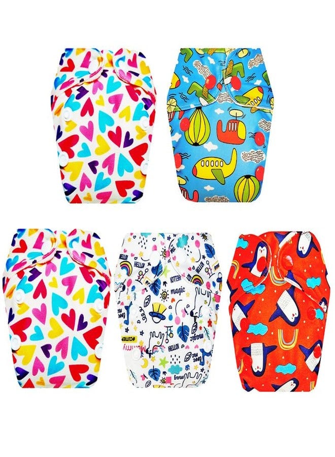 حفاضات قماشية فاخرة من دمبلدو للأطفال حديثي الولادة مع طبقة امتصاص مدمجة (عبوة من 5) | ملائمة محكمة | وسادة امتصاص من 6 طبقات | سريعة الجفاف | مثالية للأطفال الصغار | من 0 إلى 4 أشهر | للجنسين - Image 1