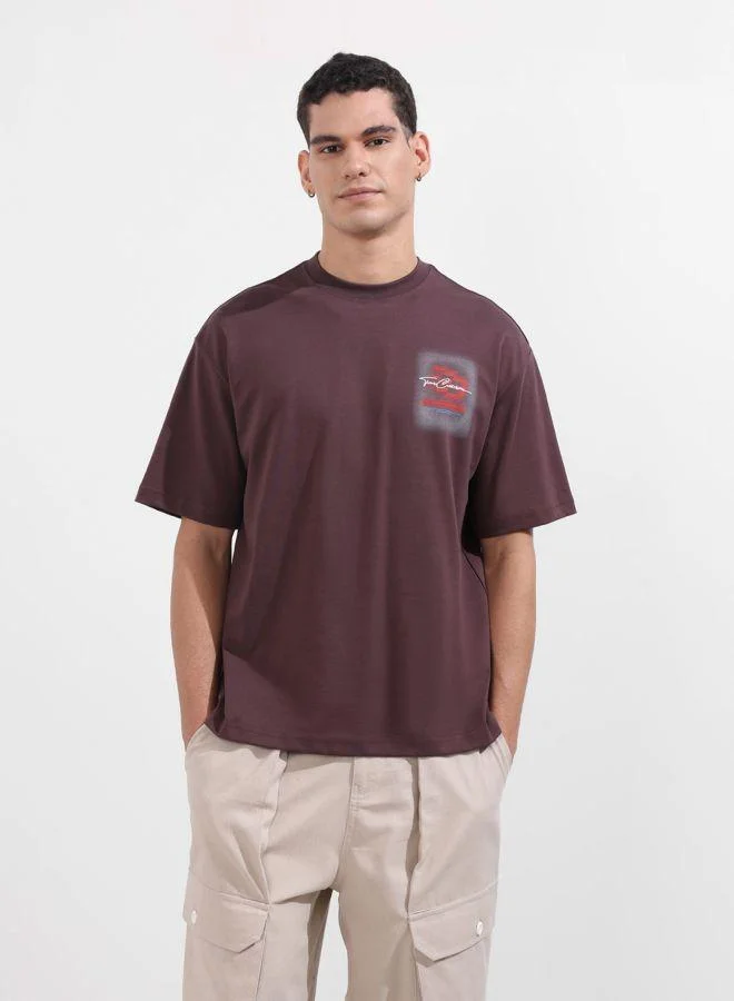 شركة المرآب الهندية Men Relaxed Fit Graphic Printed Crew Neck Half Sleeves T-Shirt