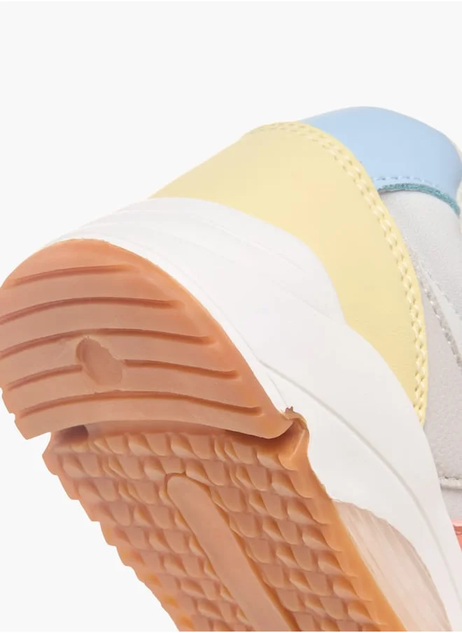 جونيورز Girls Colourblock Sneakers with Hook and Loop Closure