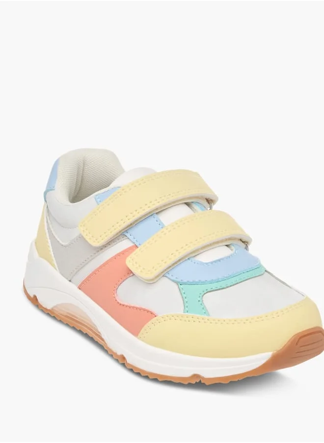 جونيورز Girls Colourblock Sneakers with Hook and Loop Closure