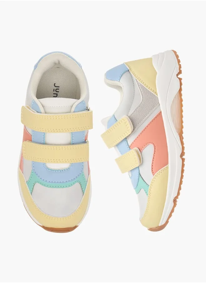 جونيورز Girls Colourblock Sneakers with Hook and Loop Closure