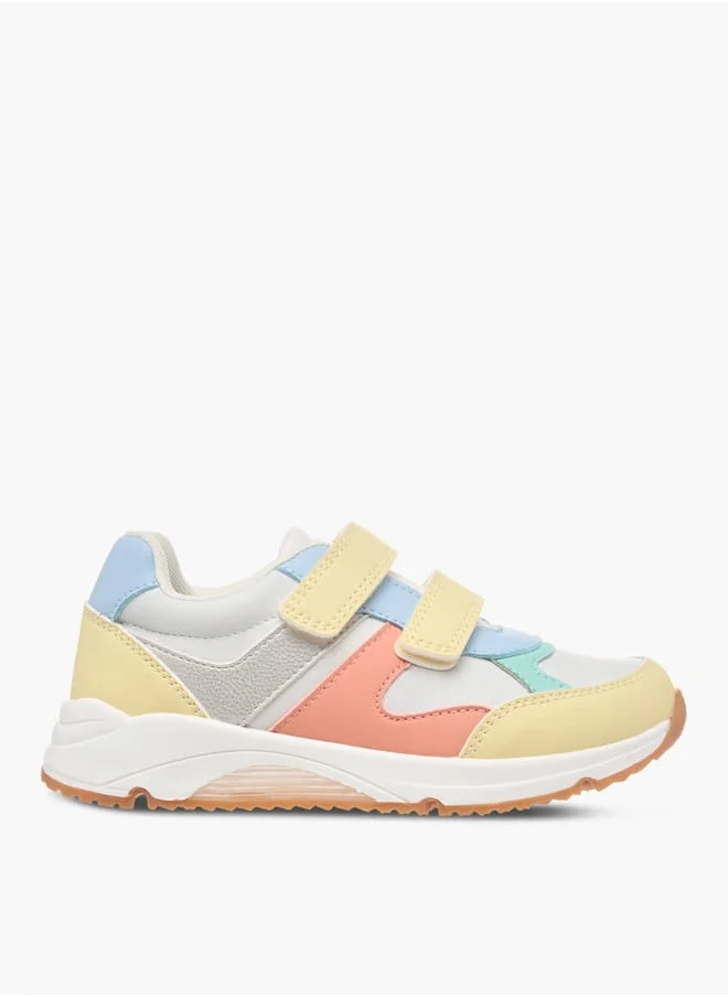 جونيورز Girls Colourblock Sneakers with Hook and Loop Closure