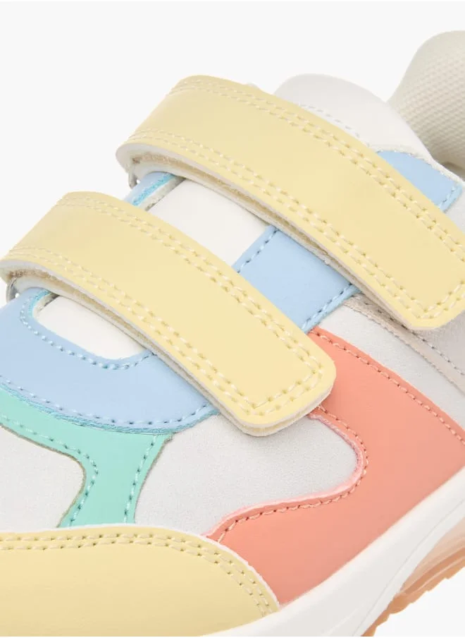 جونيورز Girls Colourblock Sneakers with Hook and Loop Closure