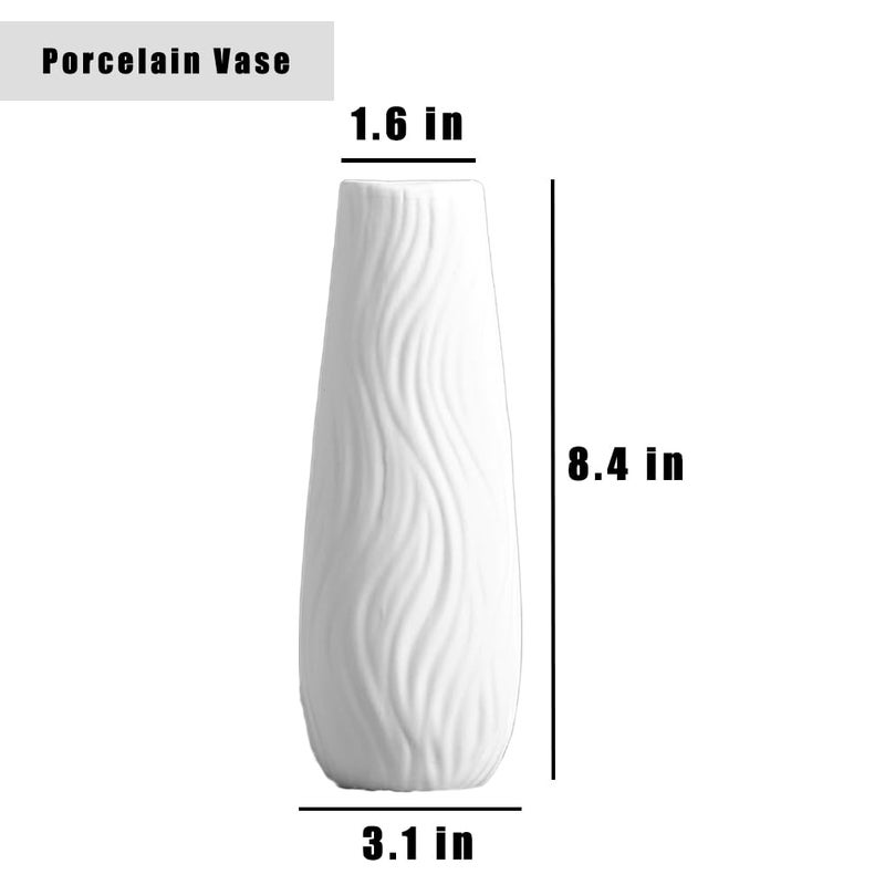 Valemoon White Ceramic Vase, 8.4" H, Artistic Flower Vase Classic Style for Fireplace Bedroom Kitchen Living Room Centerpieces Office Desk, Fit for Holding Dried Flowers, Fresh Flowers, Artificial Flowers - Image 2