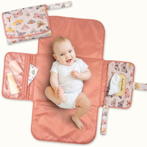 Tiny Twinkle Portable Diaper Changing Pad – Foldable, Waterproof & Compact Travel Changing Mat with Storage | Smart Wipes Pocket for On-The-Go Parents(Flutter) - Image 1