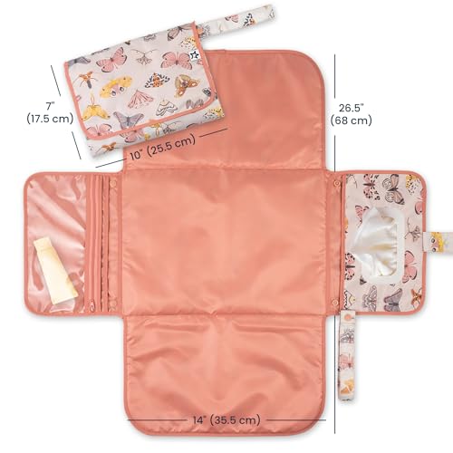 Tiny Twinkle Portable Diaper Changing Pad – Foldable, Waterproof & Compact Travel Changing Mat with Storage | Smart Wipes Pocket for On-The-Go Parents(Flutter) - Image 2