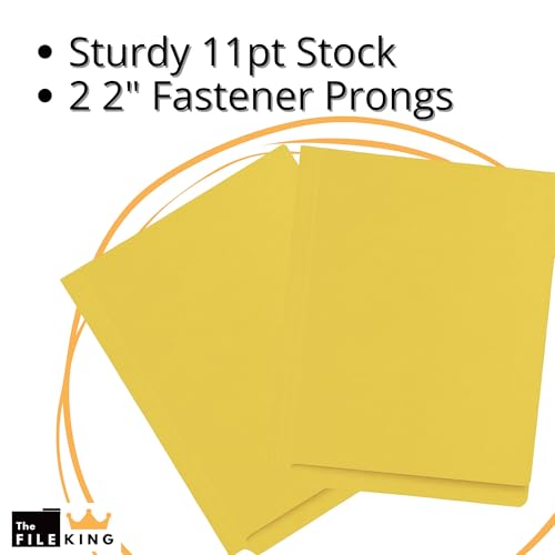The File King End Tab File Folders with 2 Fasteners – Letter Size, 50 Pack, Yellow | 2" Prongs, Reinforced Tabs & Scored Spine for Expansion | Medical Chart & Shelf Filing System Folders | Made in USA - Image 4