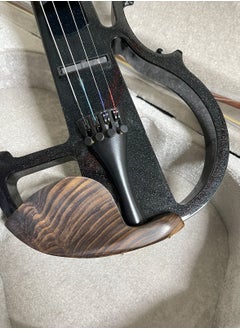 Mike Music Electric Violin Full Size 4/4, Silent Electric Violin Set, Solid Wood Metallic Electric Fiddle with Ebony Fittings, Beginner Kit for Adults Teens Black  - Image 4
