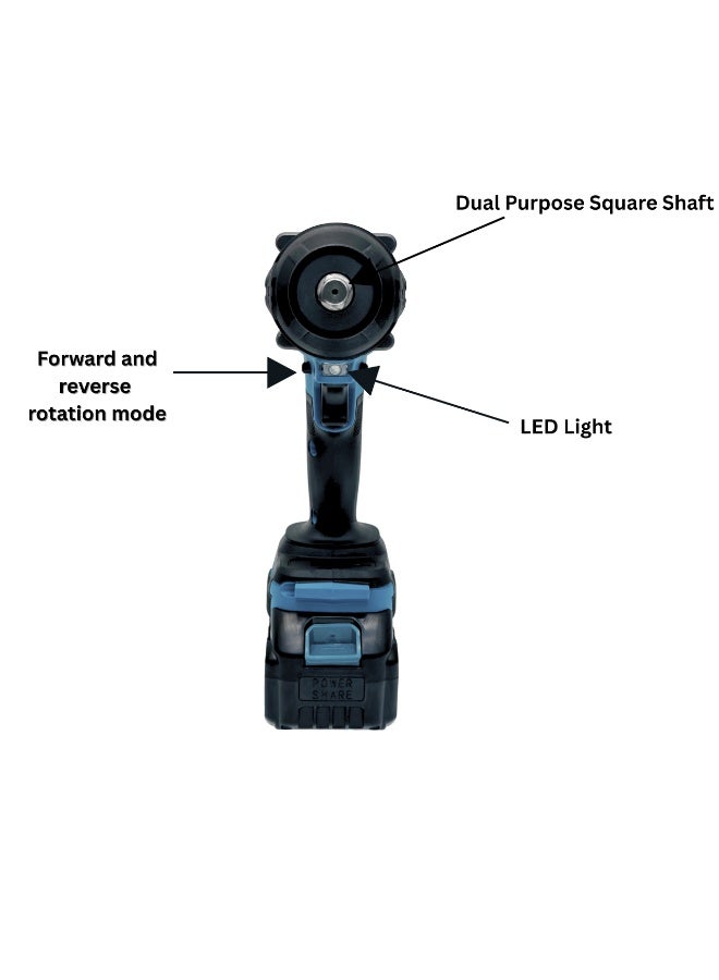 BONAI Cordless Impact Wrench 600Nm Torque, 2500RPM, 128VF XR 5.0Ah Li-Ion Battery, Brushless Motor, Variable Speed, Electric Power Tool for Car Repair & Construction - Image 5