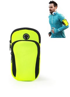 Armband Phone Case Bag with Earphone Hole for Sports Running Jogging Exercising Gym， Double Pockets for Holding Mobile Phone Keys Money Bank Cards